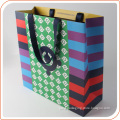 Full colour custom printing bag China factory supply ribbon handle bags